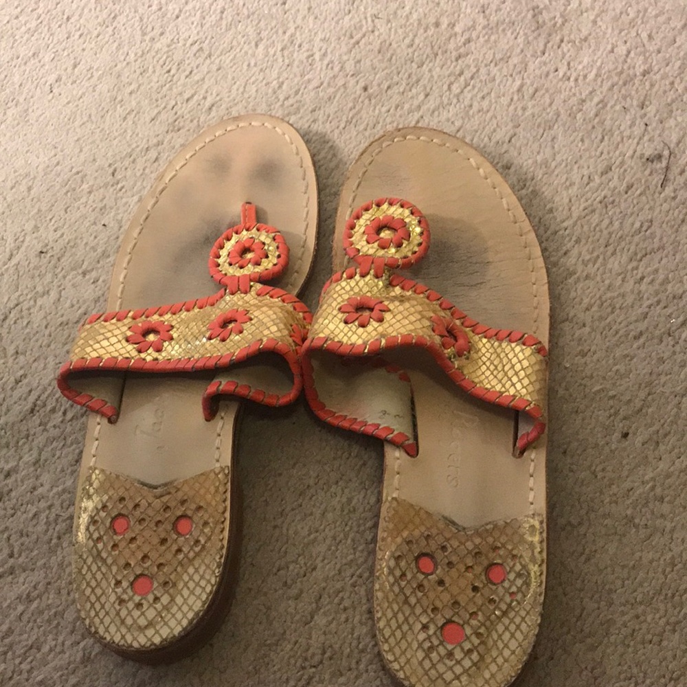 Coral and Gold Jack Rogers sandals